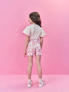 CONJUNTO INFANTIL CINTI BLUSA E SHORT ESTAMPADO - 12544