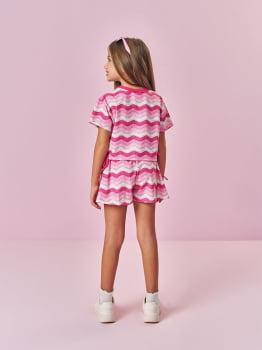 CONJUNTO INFANTIL CINTI BLUSA E SHORT ESTAMPADO - 12708