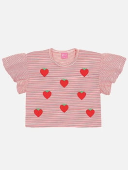 CONJUNTO INFANTIL CINTI BLUSA E SHORT LISTRAS COM CHEIRINHO TUTTI- FRUTTI - 12268