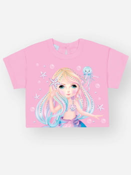 CONJUNTO INFANTIL CINTI BLUSA E SHORT - SAIA ESTAMPA DE SEREIA - 10425