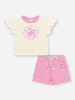 CONJUNTO INFANTIL CINTI BLUSA EM LINHO COM ESTAMPA DE URSINHO E SHORT EM MOLETINHO - 10477 CONJUNTO INFANTIL CINTI BLUSA EM LINHO COM ESTAMPA DE URSINHO E SHORT EM MOLETINHO - 10477