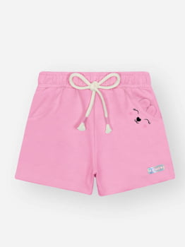 CONJUNTO INFANTIL CINTI BLUSA EM LINHO COM ESTAMPA DE URSINHO E SHORT EM MOLETINHO - 10477