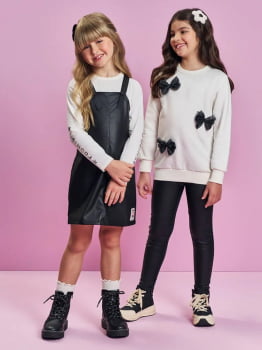 CONJUNTO INFANTIL CINTI BLUSA EM MEIA MALHA E SALOPETE EM P.U - 012261440 CONJUNTO INFANTIL CINTI BLUSA EM MEIA MALHA E SALOPETE EM P.U - 012261440