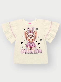 CONJUNTO INFANTIL CINTI BLUSA ESTAMPA DE CACHORRINHA E SHORT CICLISTA - 12580