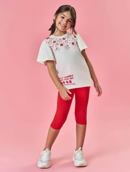 CONJUNTO INFANTIL CINTI BLUSA ESTAMPA TUTI FRUTTI E CALÇA CAPRI - 12271