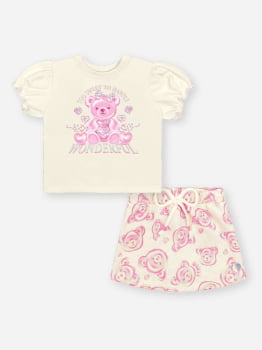 CONJUNTO INFANTIL CINTI BLUSA ESTAMPA WONDERFUL E SHORT- SAIA EM MOLETOM LINHO - 10480 CONJUNTO INFANTIL CINTI BLUSA ESTAMPA WONDERFUL E SHORT- SAIA EM MOLETOM LINHO - 10480