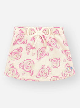 CONJUNTO INFANTIL CINTI BLUSA ESTAMPA WONDERFUL E SHORT- SAIA EM MOLETOM LINHO - 10480