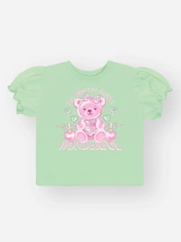 CONJUNTO INFANTIL CINTI BLUSA ESTAMPA WONDERFUL E SHORT- SAIA EM MOLETOM LINHO - 10480