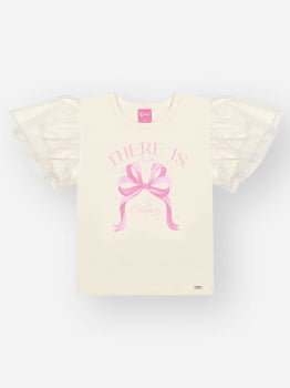 CONJUNTO INFANTIL CINTI BLUSA ESTAMPADA E SAIA EM TULE COM BRILHO - 12734