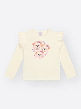 CONJUNTO INFANTIL CINTI BLUSA ESTAMPADA E SAIA EM VELUDO COTELÊ DE MALHA - 012260600