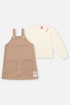 CONJUNTO INFANTIL CINTI BLUSA MANGA LONGA E SALOPETE XADREZ - 12350