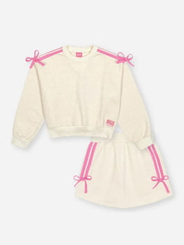 CONJUNTO INFANTIL CINTI BLUSÃO E SHORT - SAIA EM MOLETOM LINHO SEM FELPA - 112900