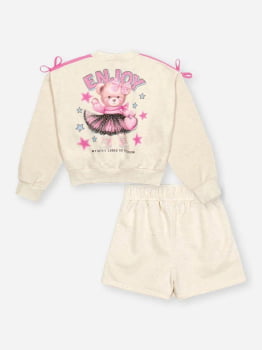 CONJUNTO INFANTIL CINTI BLUSÃO E SHORT - SAIA EM MOLETOM LINHO SEM FELPA - 112900