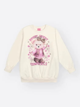 CONJUNTO INFANTIL CINTI BLUSÃO EM MOLETOM E CALÇA LEGGING EM VELUDO COM FÓIL - 012261740