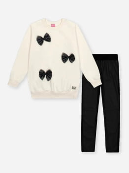 CONJUNTO INFANTIL CINTI  BLUSÃO EM MOLETOM FELPADO E CALÇA LEGGING EM P.U SUPLEX FELPADO - 012261670