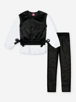 CONJUNTO INFANTIL CINTI BLUSÃO EM TRICOLINE E VELUDO EM FOIL E LEGGING EM P.U - 012261710 CONJUNTO INFANTIL CINTI BLUSÃO EM TRICOLINE E VELUDO EM FOIL E LEGGING EM P.U - 012261710