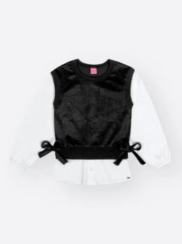 CONJUNTO INFANTIL CINTI BLUSÃO EM TRICOLINE E VELUDO EM FOIL E LEGGING EM P.U - 012261710
