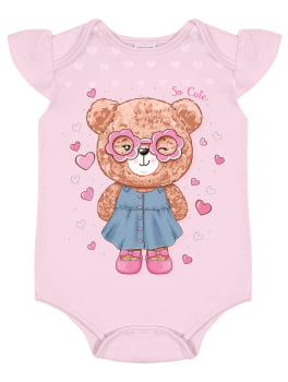 CONJUNTO INFANTIL CINTI BABY BODY COM ESTAMPA URSO E SHORT JEANS - 10259