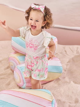 CONJUNTO INFANTIL CINTI BODY E SHORT ESTAMPADO ACOMPANHA UMA FAIXA DE CABELO - 10467 CONJUNTO INFANTIL CINTI BODY E SHORT ESTAMPADO ACOMPANHA UMA FAIXA DE CABELO - 10467