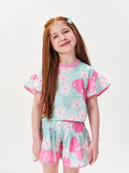 CONJUNTO INFANTIL CINTI EM COTTON LINHO ESTAMPA DE CEREJAS - 12548