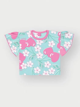CONJUNTO INFANTIL CINTI EM COTTON LINHO ESTAMPA DE CEREJAS - 12548