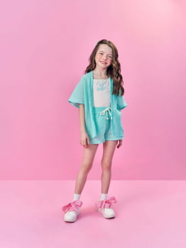 CONJUNTO INFANTIL CINTI REGATA EM COTTON ACOMPANHA SHORT E KIMONO - 12586 CONJUNTO INFANTIL CINTI REGATA EM COTTON ACOMPANHA SHORT E KIMONO - 12586