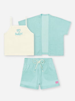 CONJUNTO INFANTIL CINTI REGATA EM COTTON ACOMPANHA SHORT E KIMONO - 12586 CONJUNTO INFANTIL CINTI REGATA EM COTTON ACOMPANHA SHORT E KIMONO - 12586