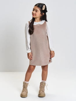 CONJUNTO INFANTIL CINTI SALOPETE EM VELUDO FÓIL E BLUSA EM MEIA MALHA - 12870