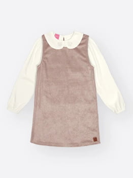 CONJUNTO INFANTIL CINTI SALOPETE EM VELUDO FÓIL E BLUSA EM MEIA MALHA - 12870