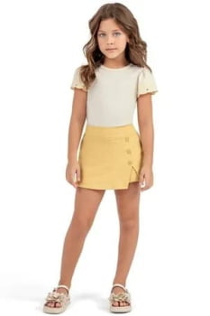 CONJUNTO INFANTIL COLORITTÁ BLUSA COM BORDADO E SHORT SAIA EM MOLETINHO - 75182