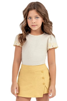 CONJUNTO INFANTIL COLORITTÁ BLUSA COM BORDADO E SHORT SAIA EM MOLETINHO - 75182