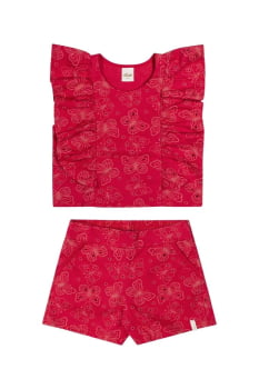 CONJUNTO INFANTIL ELIAN BLUSA E SHORT COM ESTAMPA BORBOLETAS - 251812