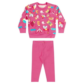 CONJUNTO INFANTIL ELIAN BLUSÃO ESTAMPA ANIMAIS E CALÇA LEGGING EM MOLETOM - 211454