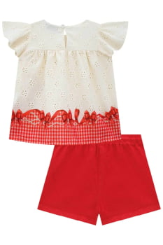 CONJUNTO INFANTIL INFANTI BATA EM MALHA LAISE COM SHORTS EM SARJA ONIX COM ELASTANO - 78216