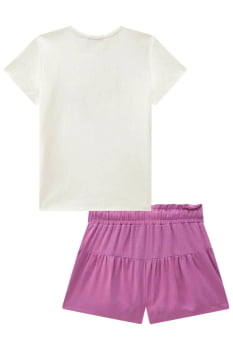 CONJUNTO INFANTIL INFANTI BLUSA EM CANELADDO E SAIA EM LAISE COM SHORT EMBUTIDO - 85762