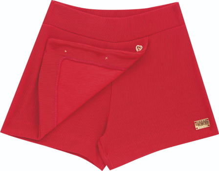 CONJUNTO INFANTIL KIKI BLUSA E SHORT SAIA EM MALHA TEXTURIZADA VERMELHO - 3450085