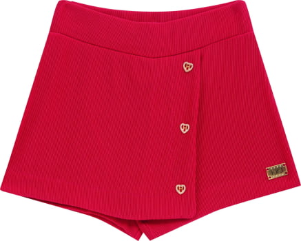 CONJUNTO INFANTIL KIKI BLUSA E SHORT SAIA EM MALHA TEXTURIZADA VERMELHO - 3450085