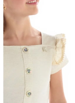 CONJUNTO INFANTIL KIKI BLUSA EM LINHO COM SHORT TEXTURIXADO - 3500127 CONJUNTO INFANTIL KIKI BLUSA EM LINHO COM SHORT TEXTURIXADO - 3500127