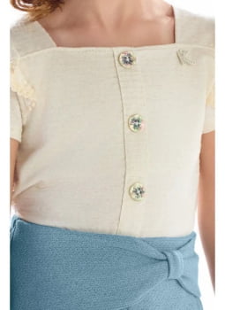 CONJUNTO INFANTIL KIKI BLUSA EM LINHO COM SHORT TEXTURIXADO - 3500127