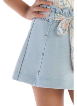 CONJUNTO INFANTIL KIKI BLUSA ESTAMPADA COM BRILHO E SHORT-SAIA CLOCHART - 3450076