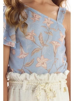 CONJUNTO INFANTIL KIKI BLUSA ESTAMPADA E CALÇA EM MALHA COM TEXTURA - 3600138