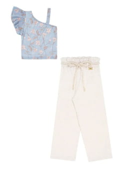 CONJUNTO INFANTIL KIKI BLUSA ESTAMPADA E CALÇA EM MALHA COM TEXTURA - 3600138