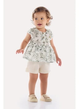 CONJUNTO INFANTIL KIKI BODY EM TRICOT COM SHORT EM MALHA TEXTURIZADA - 1500026 CONJUNTO INFANTIL KIKI BODY EM TRICOT COM SHORT EM MALHA TEXTURIZADA - 1500026