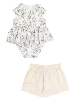CONJUNTO INFANTIL KIKI BODY EM TRICOT COM SHORT EM MALHA TEXTURIZADA - 1500026