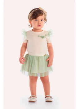 CONJUNTO INFANTIL KIKI BODY TEXTURIZADO E SAIA EM TULE - 1400011 CONJUNTO INFANTIL KIKI BODY TEXTURIZADO E SAIA EM TULE - 1400011