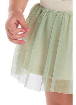CONJUNTO INFANTIL KIKI BODY TEXTURIZADO E SAIA EM TULE - 1400011