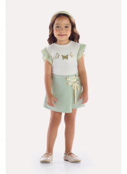 CONJUNTO INFANTIL KIKI EM MALHA TEXTURIZADA COM SHORT-SAIA VERDE - 2450077 CONJUNTO INFANTIL KIKI EM MALHA TEXTURIZADA COM SHORT-SAIA VERDE - 2450077
