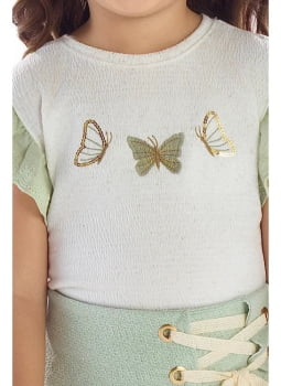 CONJUNTO INFANTIL KIKI EM MALHA TEXTURIZADA COM SHORT-SAIA VERDE - 2450077
