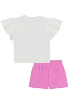 CONJUNTO INFANTIL KUKIÊ BLUSA BOXY EM MEIA MALHA E SHORT EM AIR FLOW - 88464