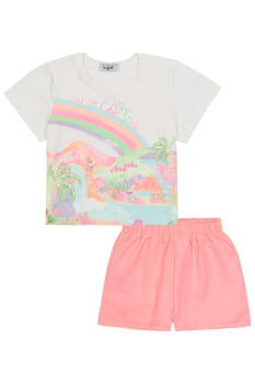 CONJUNTO INFANTIL KUKIÊ BLUSA BOXY EM MEIA MALHA E SHORTS EM CREPE SPAN - 88454